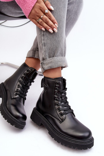 Odiniai suvarstomi kulkšnies batai Black Big Star MM274375 2