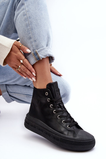 Moteriški sportbačiai su izoliuotu užtrauktuku Black Big Star MM274023