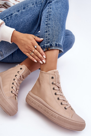 Moteriški sportbačiai su izoliuotu užtrauktuku smėlio spalvos Big Star MM274022 2