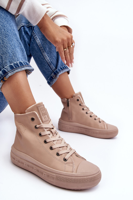 Moteriški sportbačiai su izoliuotu užtrauktuku smėlio spalvos Big Star MM274022