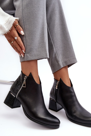 Moteriški odiniai auliniai batai žemu kulnu Zazoo 4111 juodi 2