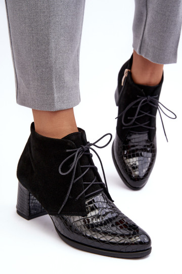 Moteriški žemakulniai batai, gyvatės raštas, juoda Ebba 2