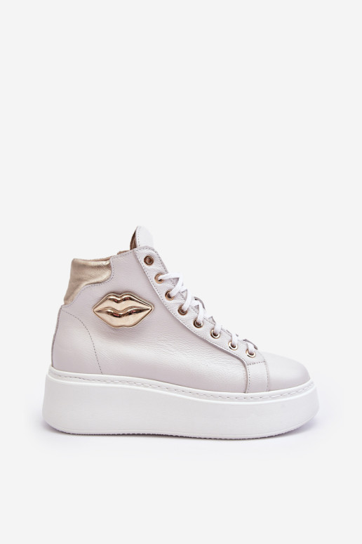 Moteriški sportbačiai su aukštu užtrauktuku Lemar White Katerin