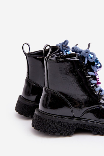 Vaikiški patentuoti izoliuoti batai su dekoracija, Black Bunnyjoy