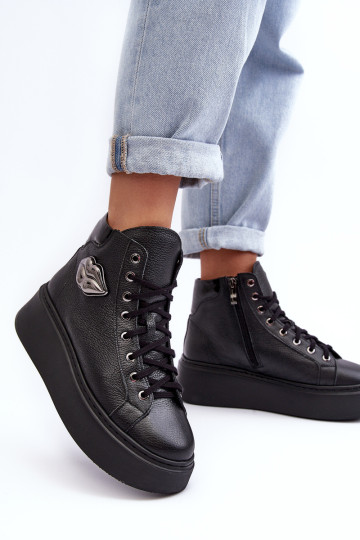 Moteriški sportbačiai su aukštu užtrauktuku Lemar Black Katerin 2