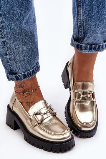 Moteriški odiniai batai su dideliais aukštakulniais, aukso spalvos Lemmitty 2