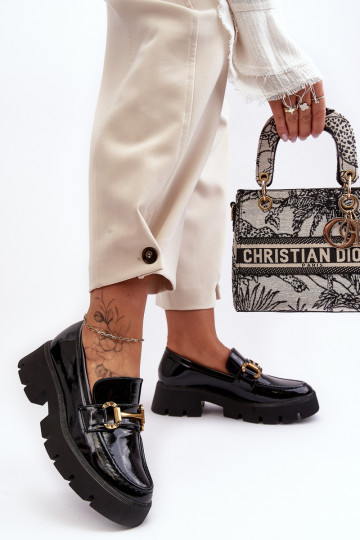 Moteriški lakinės odos batai su puošmena, juoda Peurija 2