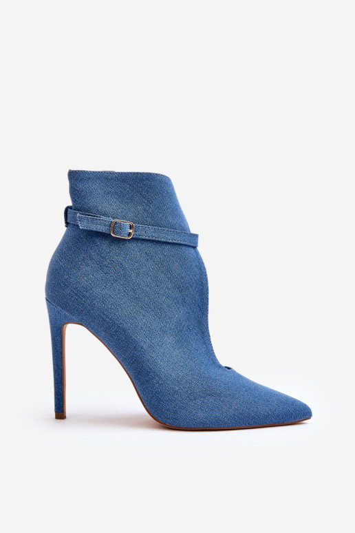 Moteriški džinsiniai batai ant aukšto kulno, mėlyni Amalundi