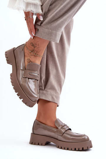 Patentas Loafers Plokštieji Batai Smėlio spalvos Jannah