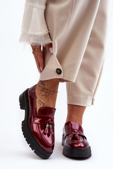 Lakinės odos batai su kutais, bordo Velenase 2