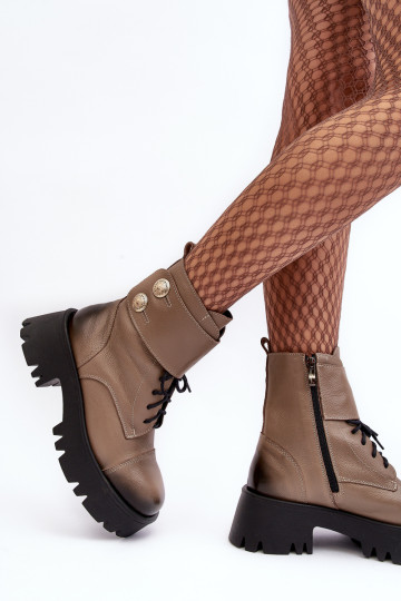 Smėlio spalvos Lemar Anceria moteriški odiniai darbiniai batai 2