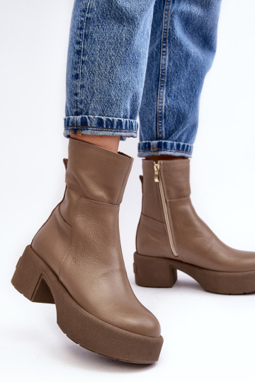 Lemar Volavola Lemar Žemakulniai tamsiai smėlio spalvos odiniai kulkšnies batai 2