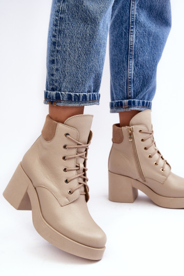 Moteriški odiniai aukštakulniai batai smėlio spalvos Lemar Leocera 2
