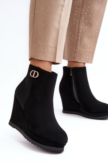 Moteriški pleištiniai batai su mažu papuošimu, juoda Bertolina 2