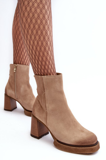 Zomšiniai moteriški aukštakulniai batai smėlio spalvos Lemar Remilda 2