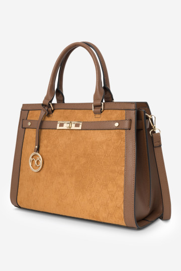 Nobo Didelė klasikinė rankinė R1710-C017 Karamelinė-ruda