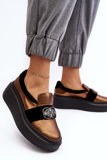 Moteriški odiniai batai ant platformos su puošmena Laura Messi 2697/ 744-300 Gold 2