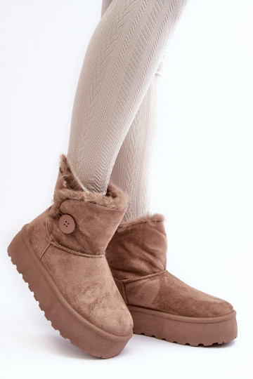 Moteriški Platforminiai Sniego Batai Su Kailiu, Beige Vikas