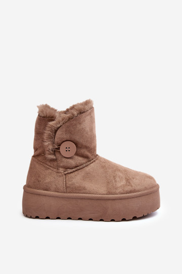 Moteriški Platforminiai Sniego Batai Su Kailiu, Beige Vikas