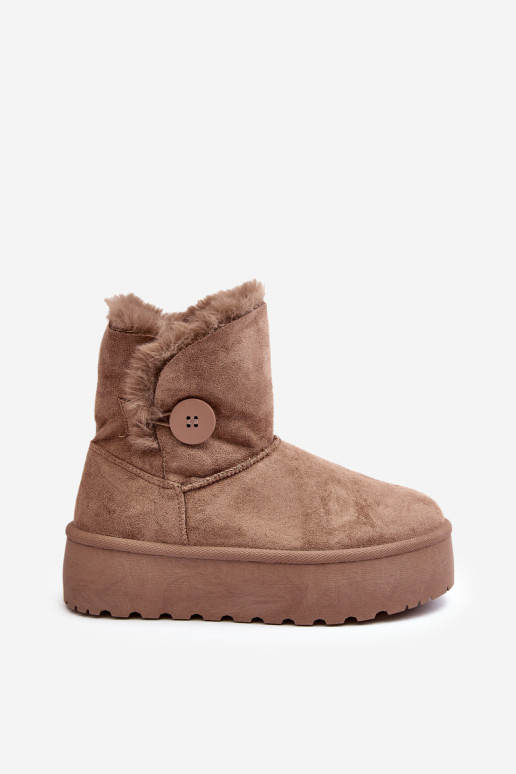 Moteriški Platforminiai Sniego Batai Su Kailiu, Beige Vikas