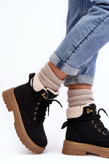 Moteriški odiniai batai su avikailiu, Black Lynnvia 2