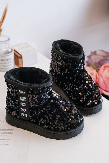 Vaikiški izoliuoti sniego batai su blizgučiais, juoda Rebbica 2