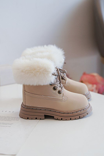 Vaikiški batai Trapper su užtrauktuku ir kailiu, smėlio spalvos Gerande 2