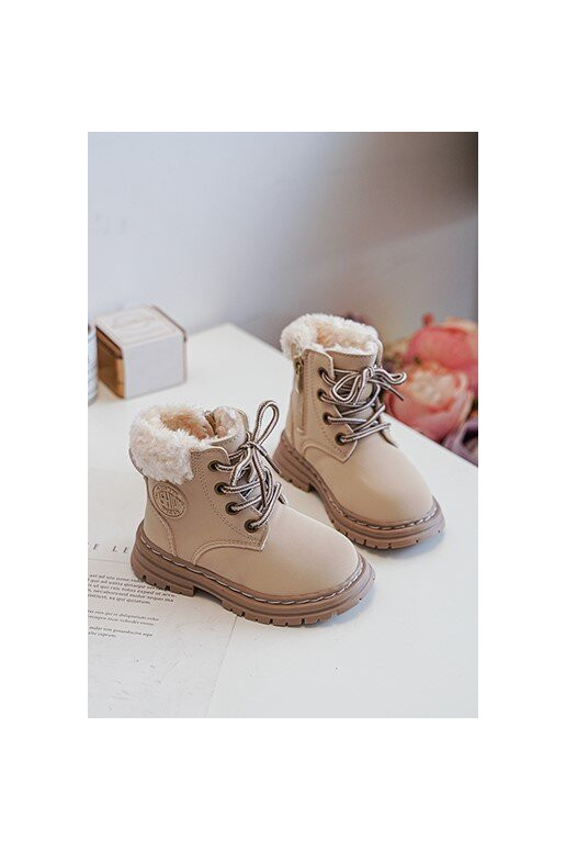Vaikiški batai su užtrauktuku ir smėlio spalvos Marialee avikailiu