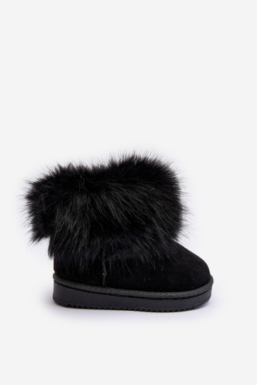 Vaikiški izoliuoti sniego batai su kailiu, juodi Nohie