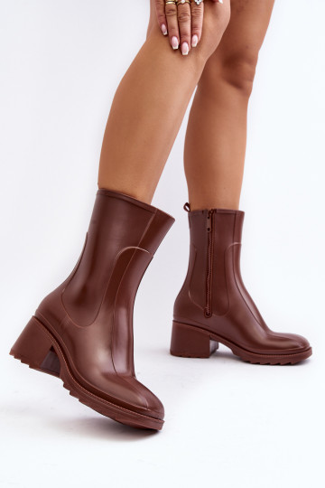 Moteriški matiniai rudi aukštakulniai Wellington batai Bertaida