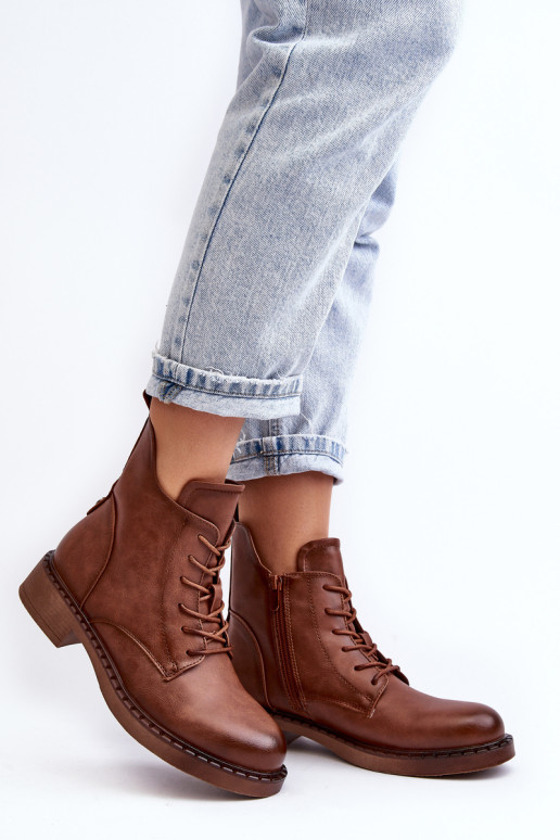 Klasikiniai moteriški platūs batai rudi ballisa