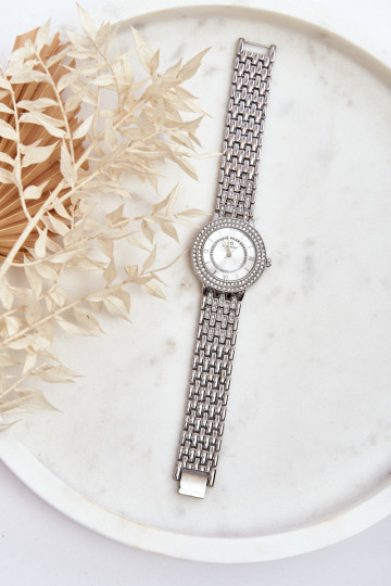 Moteriškas laikrodis su dekoracija Giorgio & Dario GDM1556 sidabras