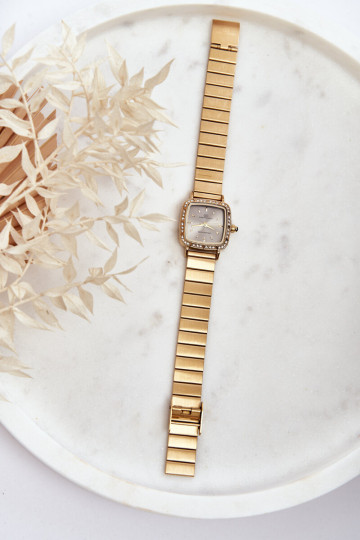 Giorgio & Dario GDM5240 auksinis moteriškas vandeniui atsparus laikrodis – sidabrinis ciferblatas