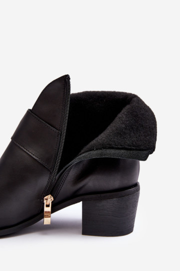 Moteriški odiniai kulkšnies batai ant žemo kulno su sagtimi, juoda Liliane 2