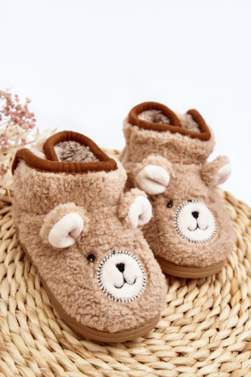 Vaikiškos izoliuotos šlepetės su meškiuku, smėlio spalvos Eberra