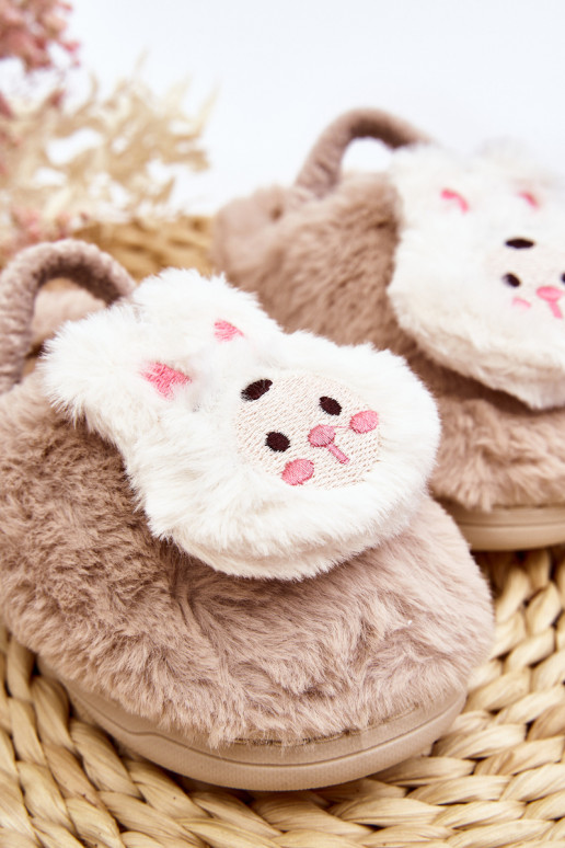 Vaikiškos pūkuotos zuikio šlepetės smėlio spalvos Dicera