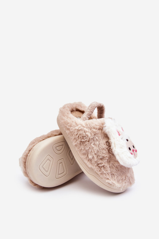 Vaikiškos pūkuotos zuikio šlepetės smėlio spalvos Dicera