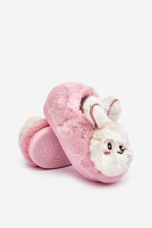 Pūkuotos vaikiškos šlepetės su zuikučiu, rožinė Apolanie