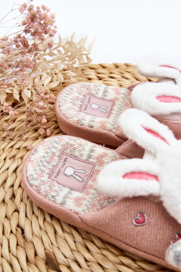 Vaikiškos rožinės zuikio šlepetės su storu padu, Dasca 2