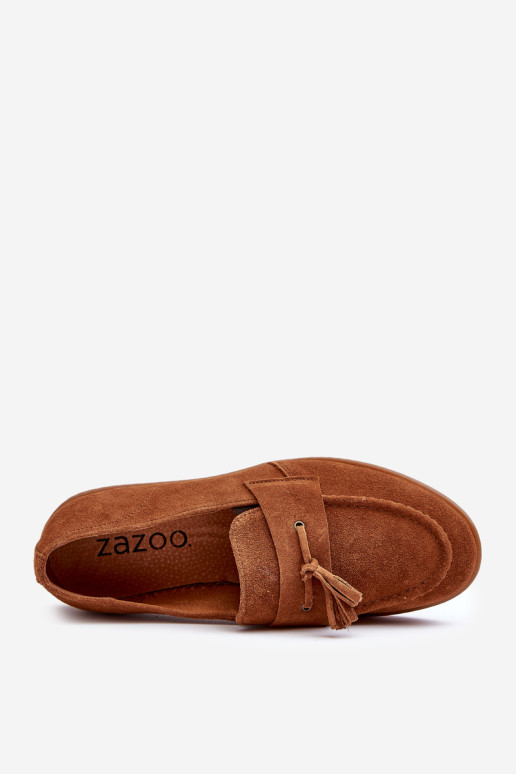 Vyriški zomšiniai Loafers Batai Zazoo 1566 – šiltai rudi
