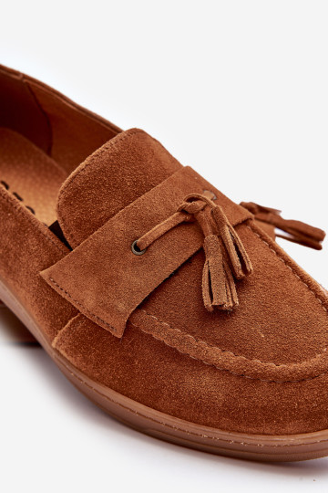 Vyriški zomšiniai Loafers Batai Zazoo 1566 – šiltai rudi