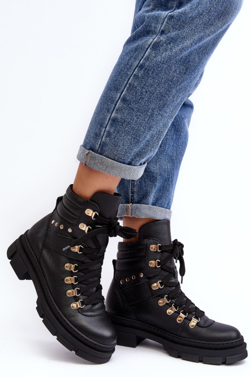 Moteriški odiniai batai, suvarstomi batai Zazoo K01 juodi