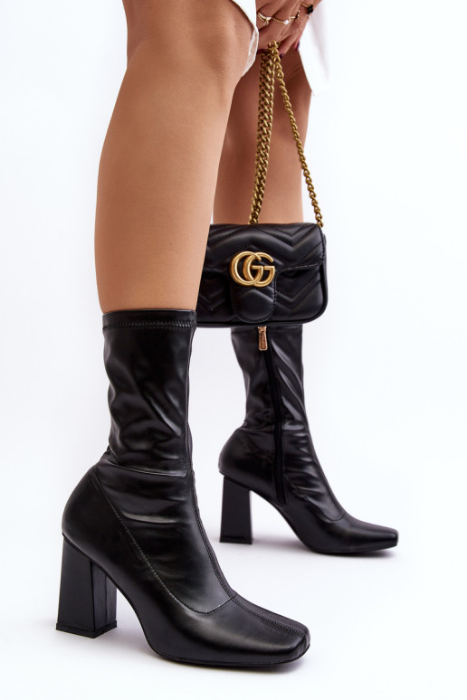 Moteriški kulkšnies batai kvadratiniu pirštu, juodi Glavina