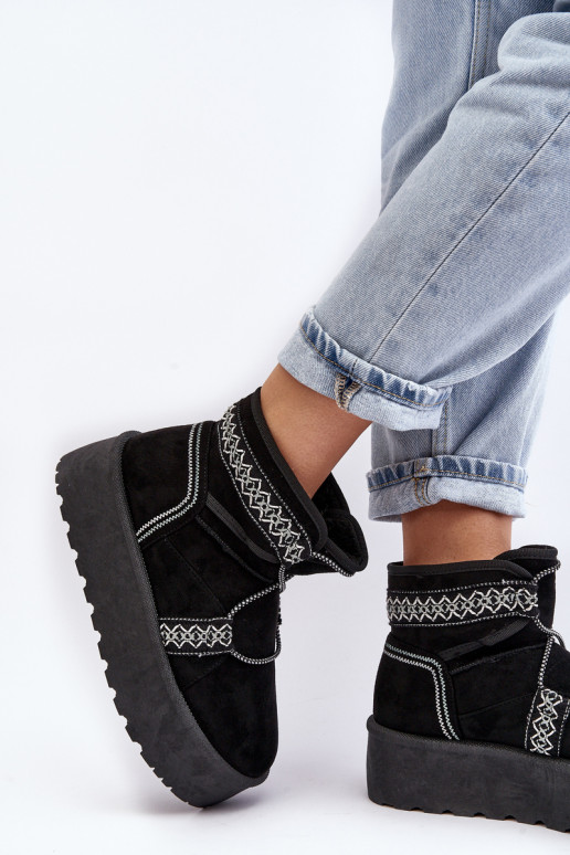 Moteriški sniego batai storu padu su raišteliu, juodi Milson