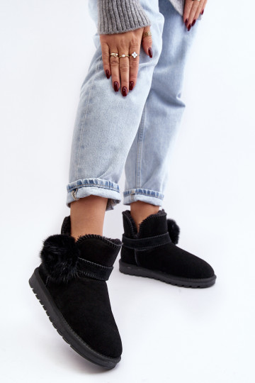 Moteriški zomšiniai sniego batai su išpjovomis, juodi „Eraclio“. 2