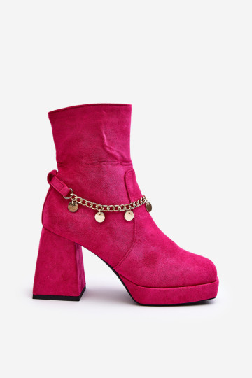 Moteriški kulkšnies batai su grandinėle Fuchsia Tiselo