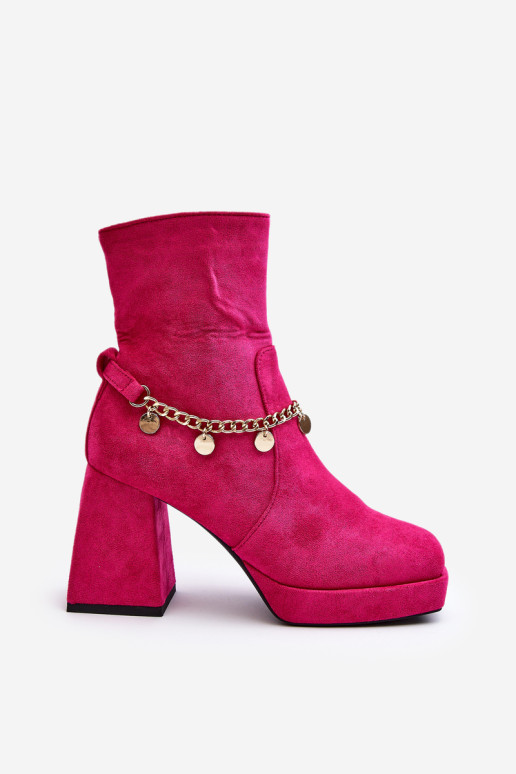 Moteriški kulkšnies batai su grandinėle Fuchsia Tiselo