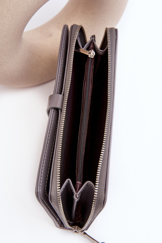 Moteriška lakuota magnetinė piniginė pilka balta