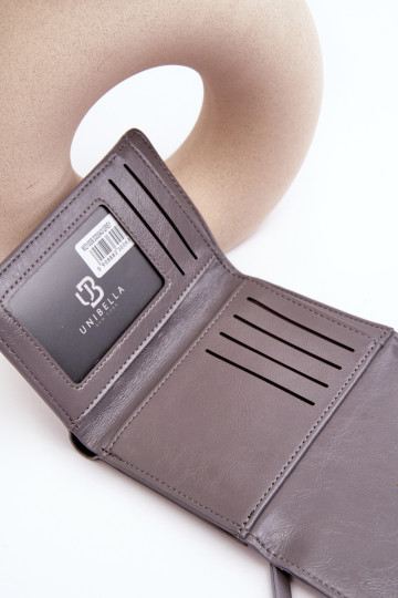 Moteriška piniginė, pagaminta iš ekologiškos odos pilkos spalvos Joanela 2