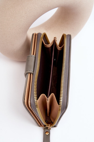 Moteriška piniginė, pagaminta iš ekologiškos odos pilkos spalvos Risuna 2